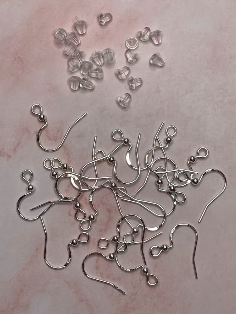 Örhänges-set, silver med silikonpropp - 20 st (10par)