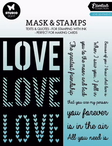 Studio light - Schablon & klar stämpel - Love