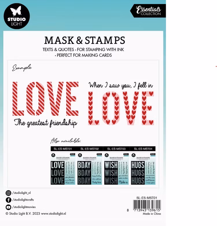 Studio light - Schablon & klar stämpel - Love