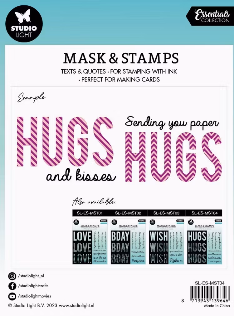 Studio light - Schablon & klar stämpel - Hugs