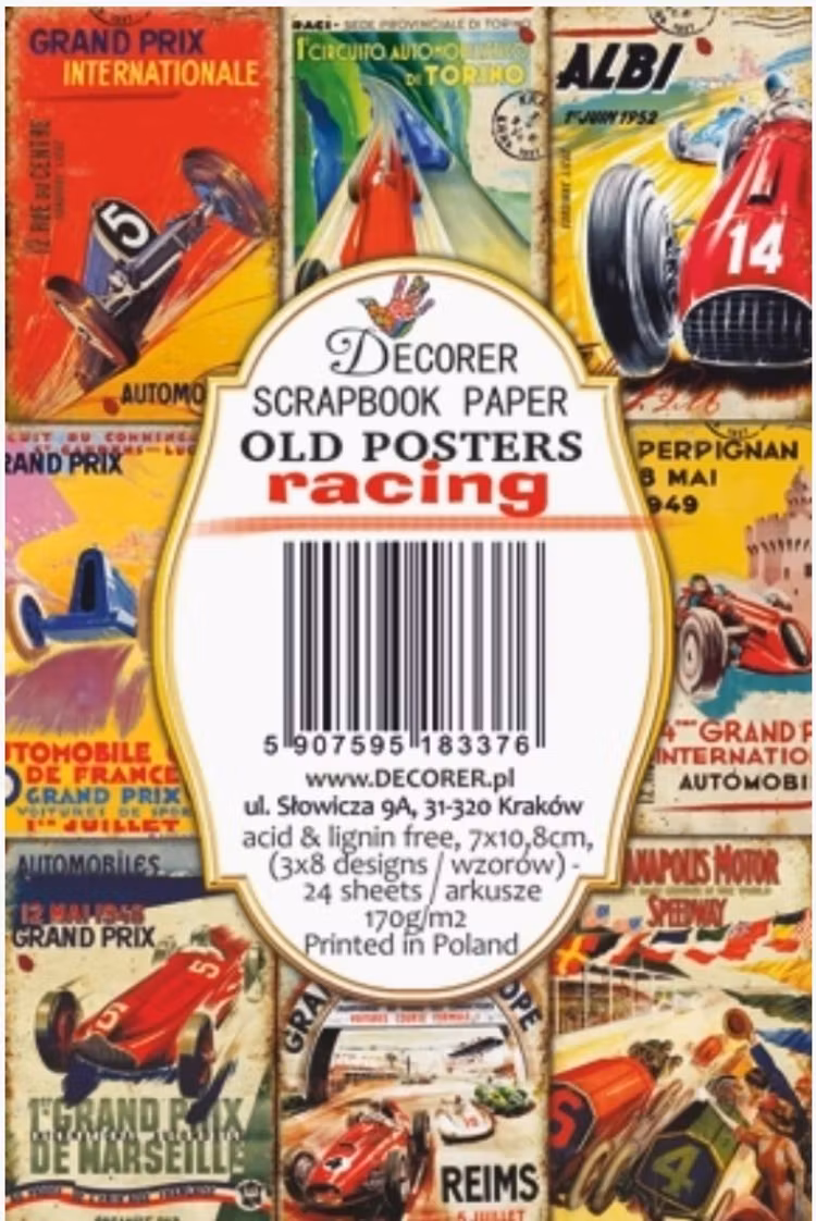 Decorer Mini - Old posters Racing (7x10,8cm)