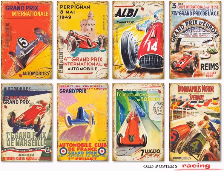 Decorer Mini - Old posters Racing (7x10,8cm)