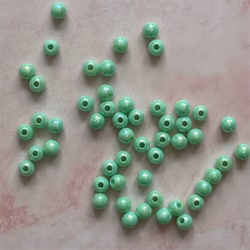 Akryl, 6mm, ljusgrön skimmer - 50st