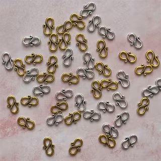 Lås S-krok, guld/silver - 50st