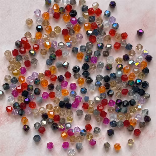 Bicone av glas, 4mm, mix - 200st