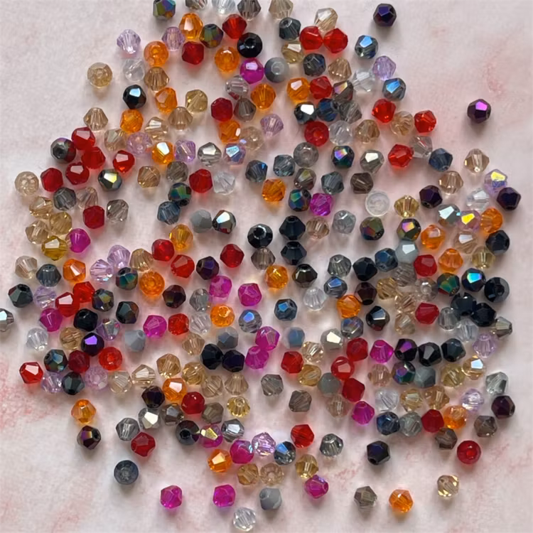 Bicone av glas, 4mm, mix - 200st