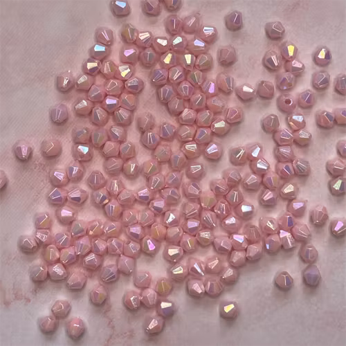Bicone, 4mm, rosa med AB - 200st