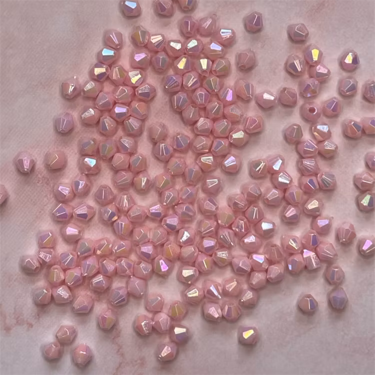 Bicone, 4mm, rosa med AB - 200st
