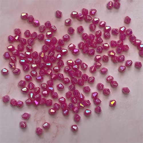Bicone, 4mm, rosenröd med AB - 200st