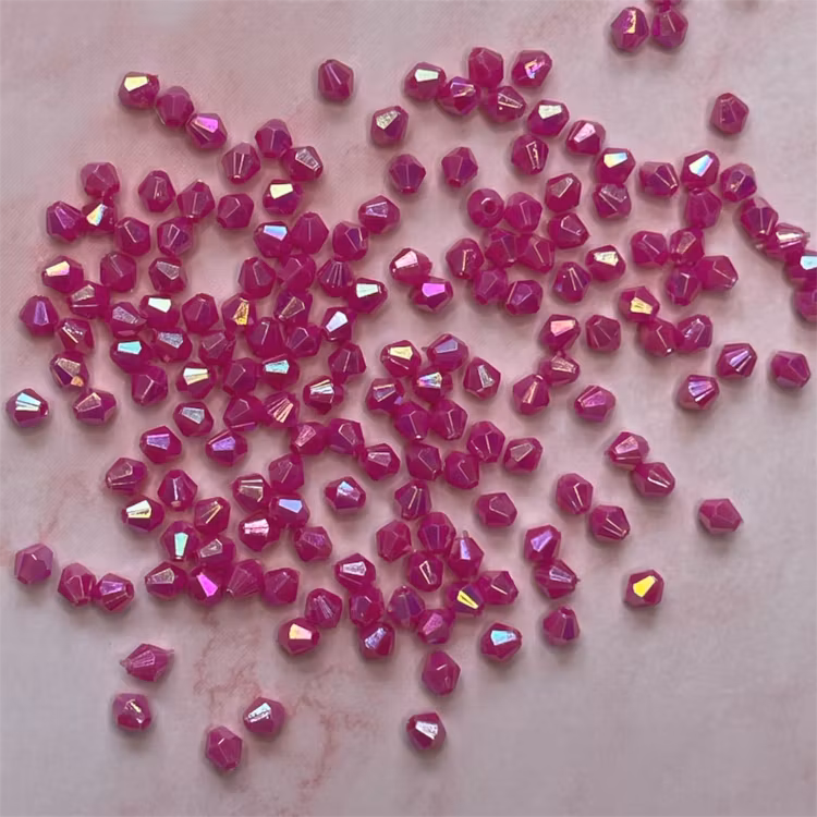 Bicone, 4mm, rosenröd med AB - 200st