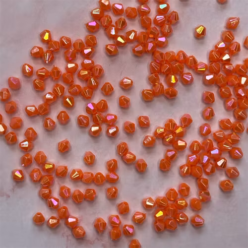 Bicone, 4mm, orange med AB - 200st