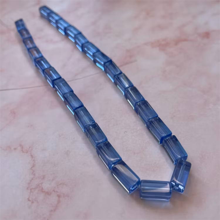 Ehawa - Glas, rektangulär, klar mörkblå, 6x12mm