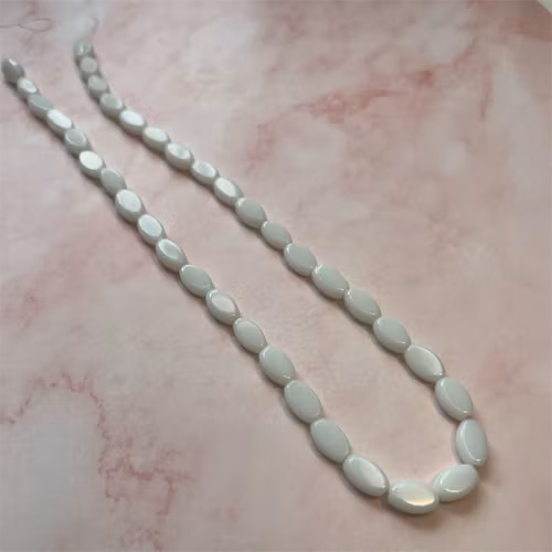 Ehawa - Glas, oval, vit, 6x9mm