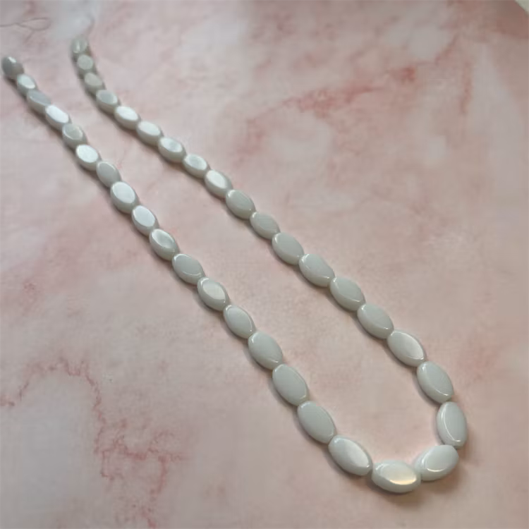 Ehawa - Glas, oval, vit, 6x9mm