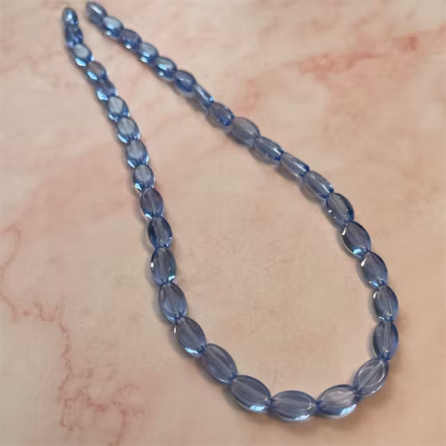 Ehawa - Glas, oval, klar blå, 6x9mm