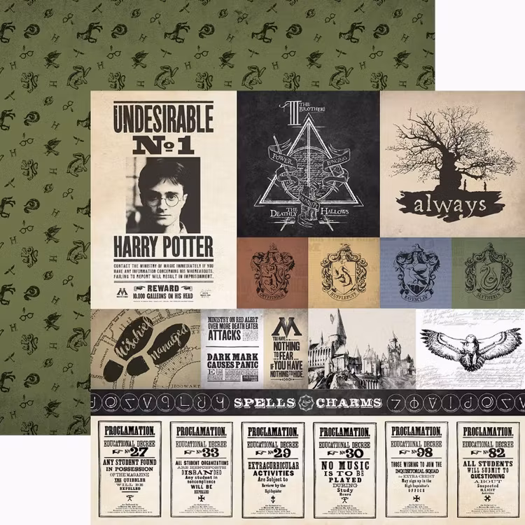 Harry Potter - Papper 12x12 - Parchment tags - P2222