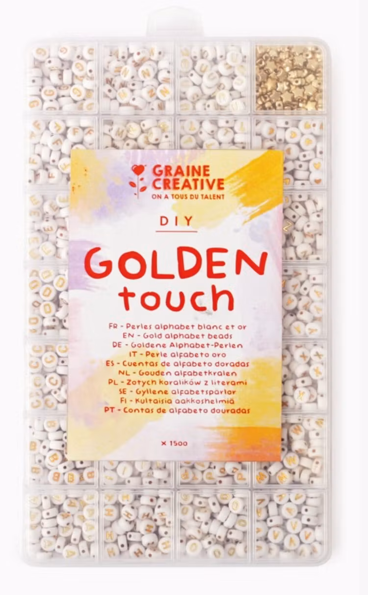 Graine Créative - Blandade alfabetspärlor - Golden touch