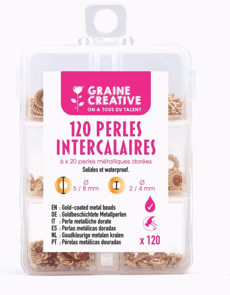 Graine Créative - Guldpläterade distanspärlor - 6x20st