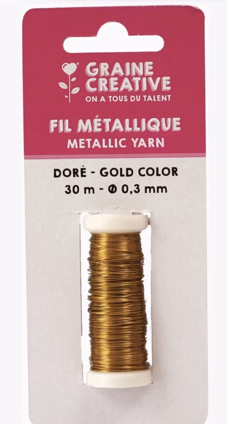 Graine Créative - Metalltråd, guld - 30m x 0,3mm