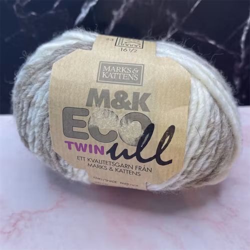 ECO Twin ull, 50g/80m - 2018 - Vit/brun