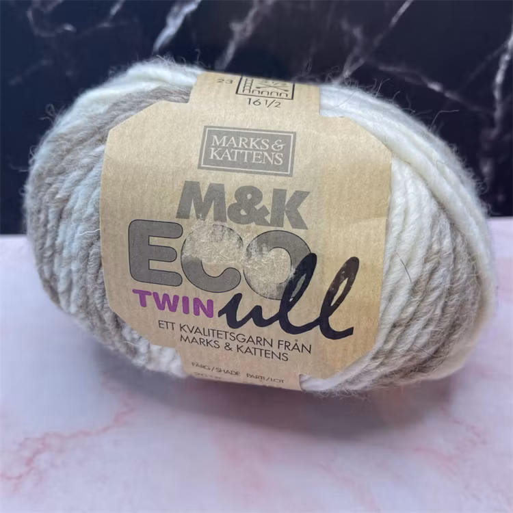ECO Twin ull, 50g/80m - 2018 - Vit/brun