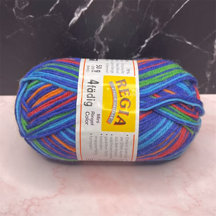 Regia Ringel Color, 50g/210m - 5219 - Grön/Blå/Orange/Mörk