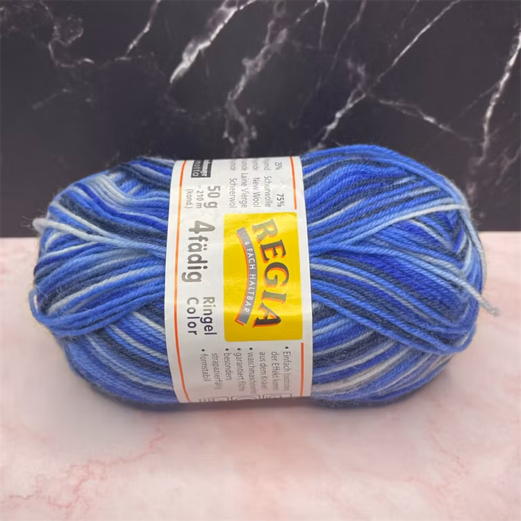 Regia Ringel Color, 50g/210m - 5045 - Blå/Vit