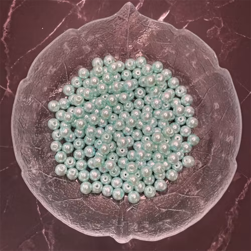 Vaxad glaspärla, ljus mintgrön, 8mm - 50st