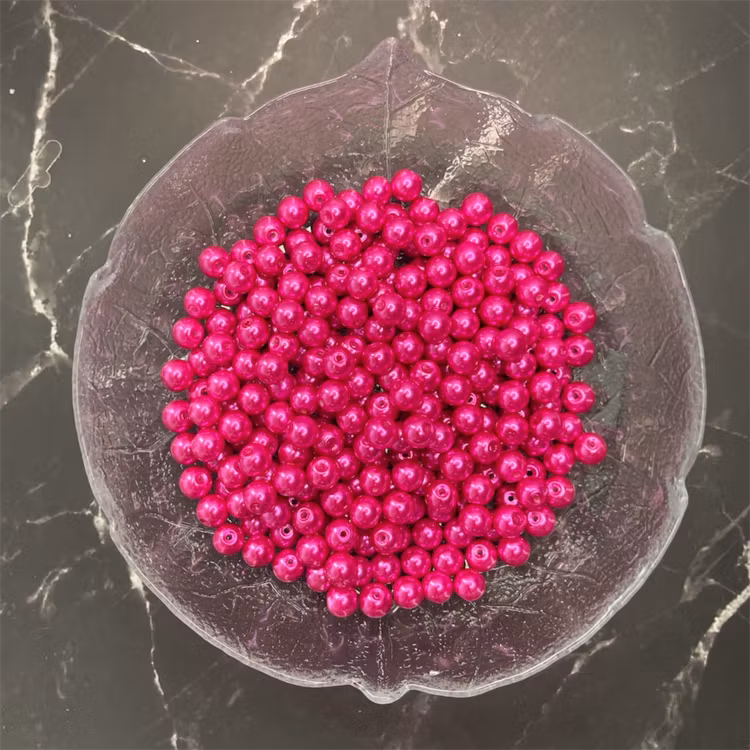 Vaxad glaspärla, fuchsia, 8mm - 50st
