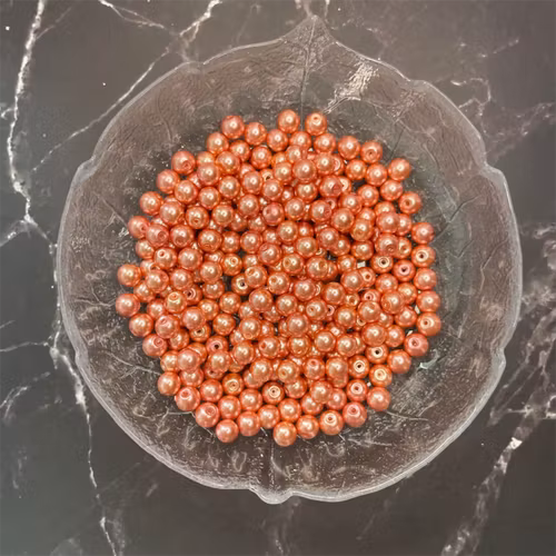 Vaxad glaspärla, korall, 8mm - 50st