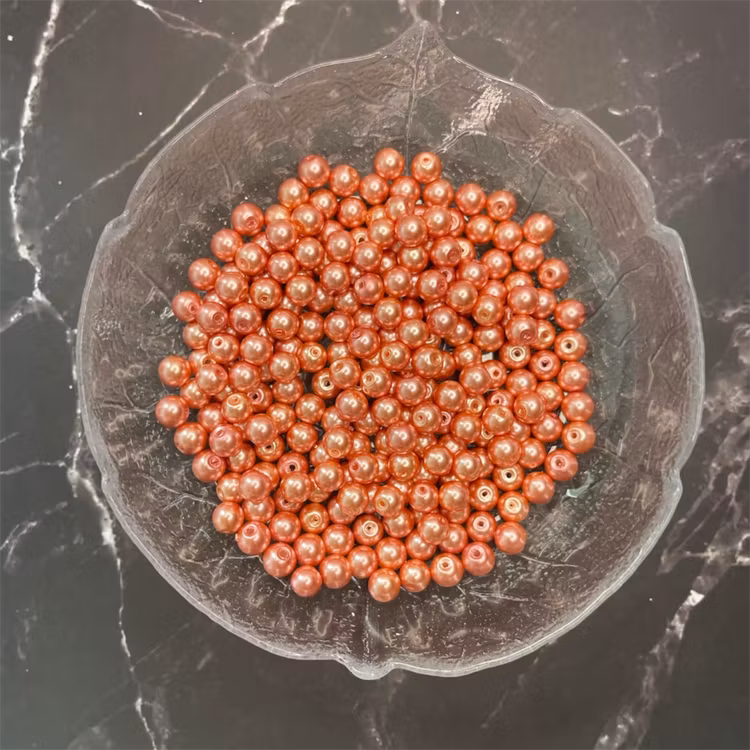 Vaxad glaspärla, korall, 8mm - 50st
