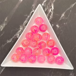 Marmorerad glaspärla, rosa, 8mm - 50st