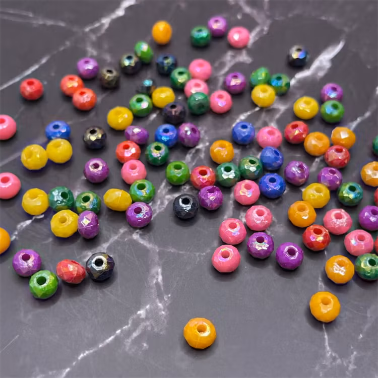 Facetterad akryl, 4*6mm, mix - 50st