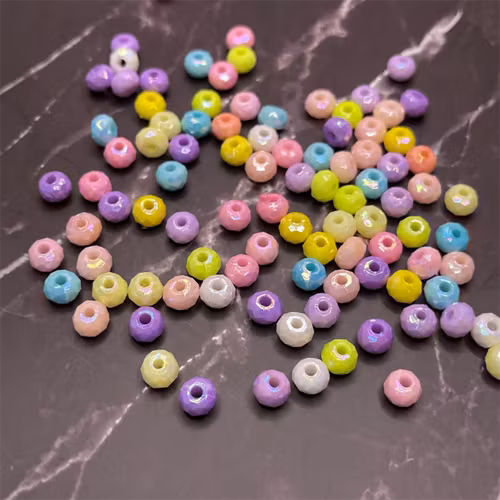 Facetterad akryl, 4*6mm, pastellmix - 50st