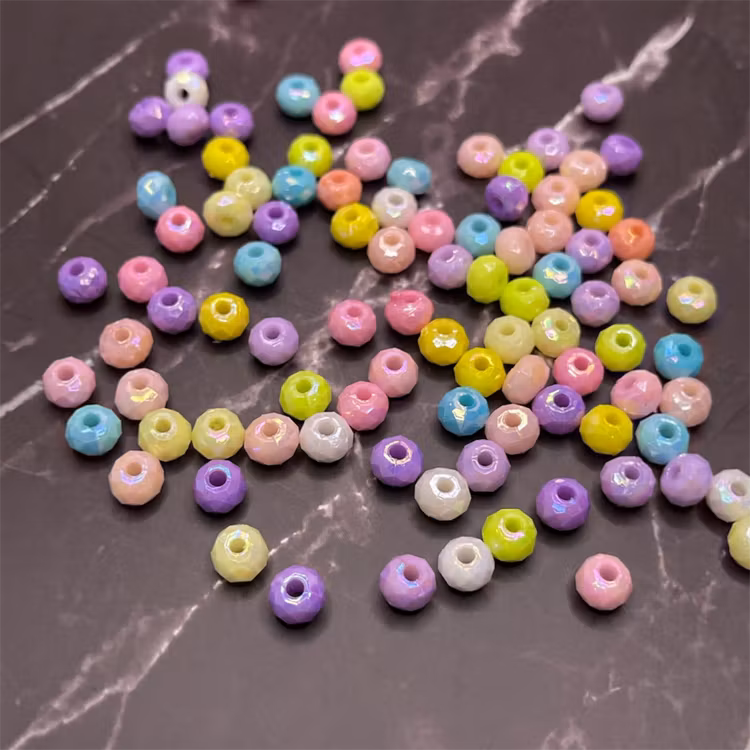 Facetterad akryl, 4*6mm, pastellmix - 50st