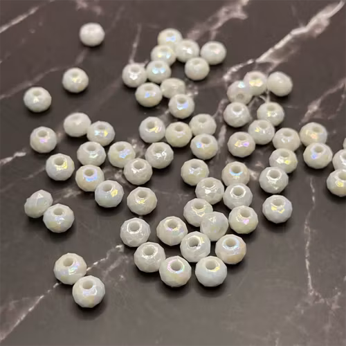 Facetterad akryl, 4*6mm, vit - 50st