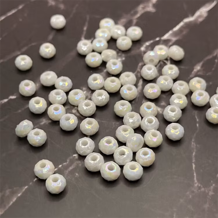 Facetterad akryl, 4*6mm, vit - 50st