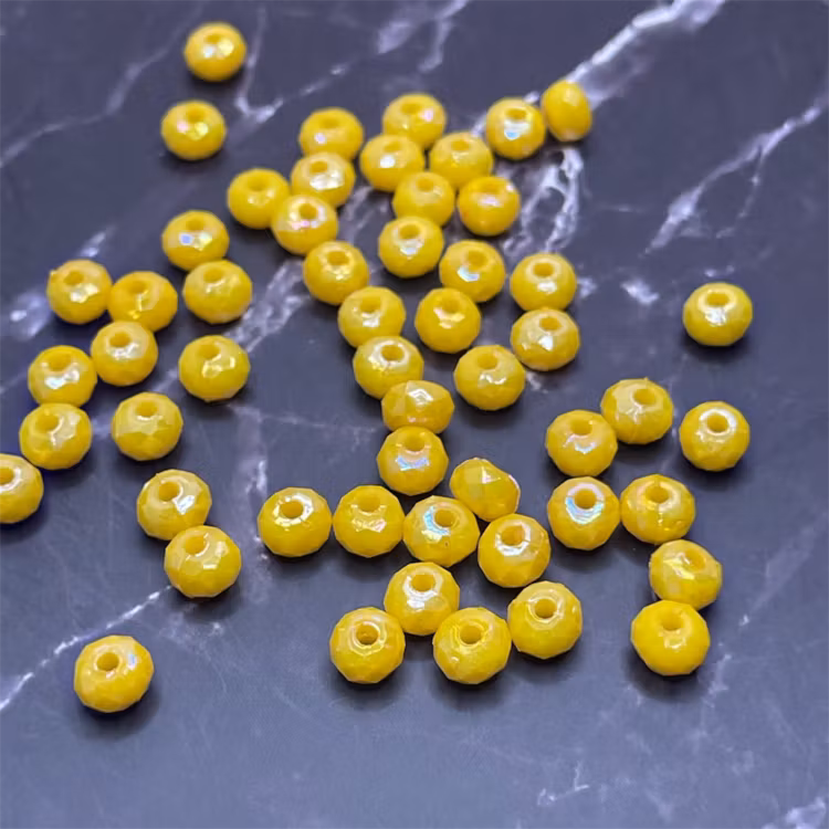 Facetterad akryl, 4*6mm, gul - 50st
