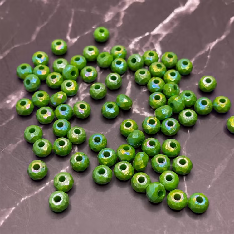 Facetterad akryl, 4*6mm, mörkgrön - 50st