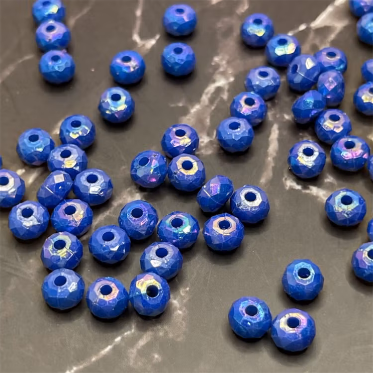 Facetterad akryl, 4*6mm, blå - 50st