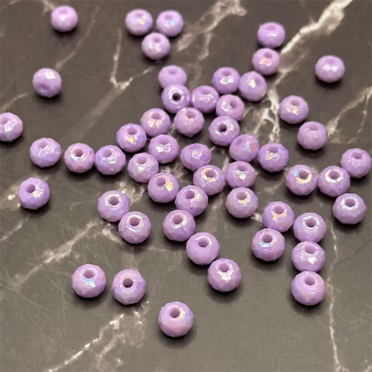 Facetterad akryl, 4*6mm, lila - 50st