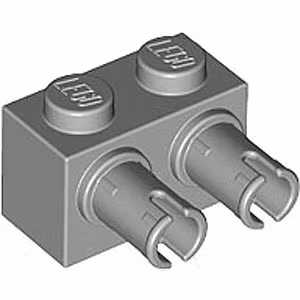 Brick 1 x 2 with Double Pin (Medium Stone Gray)