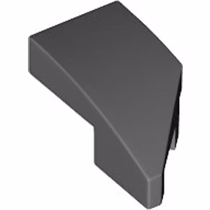 Left Plate 1 x 2 with Bow 45° Cut (Dark Stone Gray)