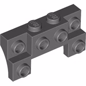 Brick 1 x 4 x 1.33 with V. Knobs (Dark Stone Gray)