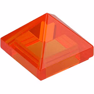 Pyramid Ridged Slope 1 x 1 x 2/3 (Transparent Neon Reddish Orange)