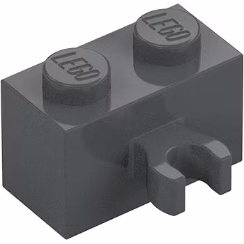Brick 1 x 2 with Horizontal Holder (Dark Stone Gray)