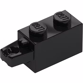 Brick 1 x 2 with stub Horizontal End (Black)