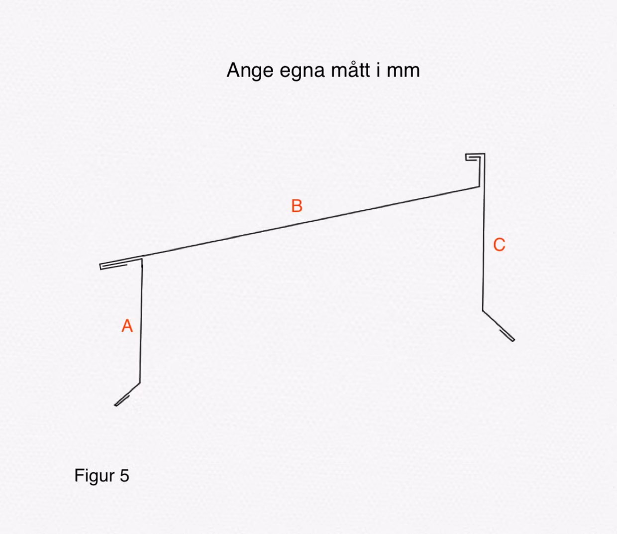 MKN5 – Krönplåt med falsad vindskiva & fram list – proffs-RF 0,5 Rostfri-A:50B:50C:50D:25E:25F:25E:25H:30L:50