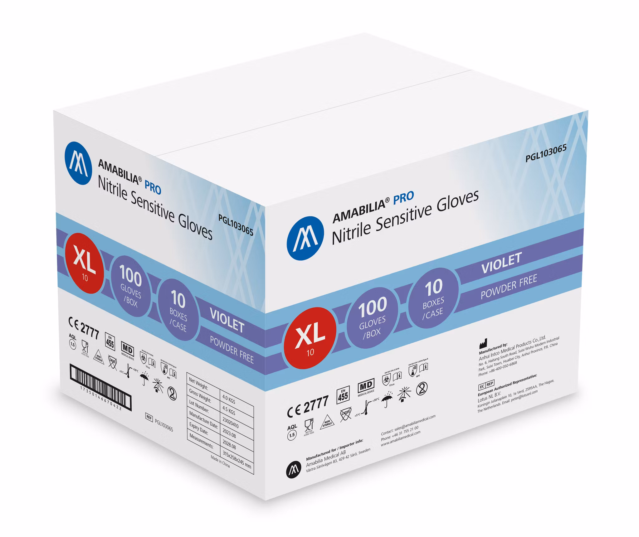 Nitrilhandskar Lila Sensitive XL 100st Amabilia Pro