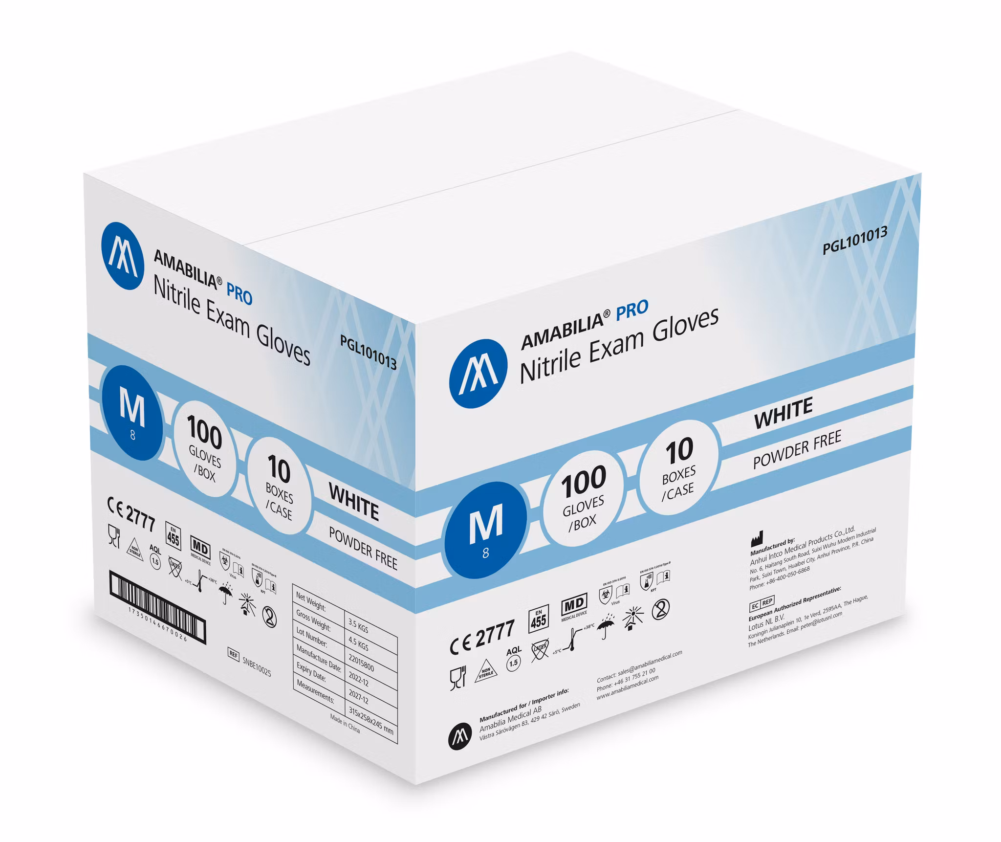 Nitrilhandskar Vit M 100st Amabilia Pro